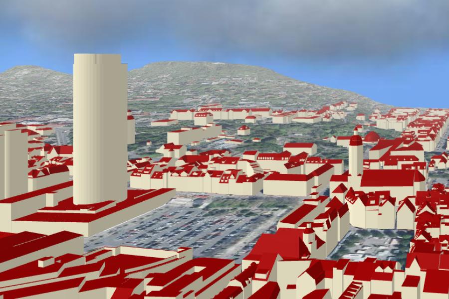 Blick auf das 3D-Stadtmodell Jenas